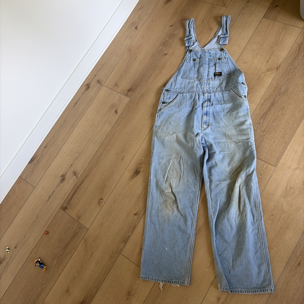 VTG Vintage Oshkosh B'Gosh Blue Denim Overalls Bib Size 36 100% Cotton Vestback